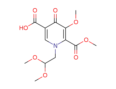 Molecular Structure of 1335210-23-5 (1-(2,2-diMethoxyethyl)-5-Methoxy-6-(Methoxycarbonyl)-4-oxo-1,4-dihydropyridine-3-carboxylic acid)