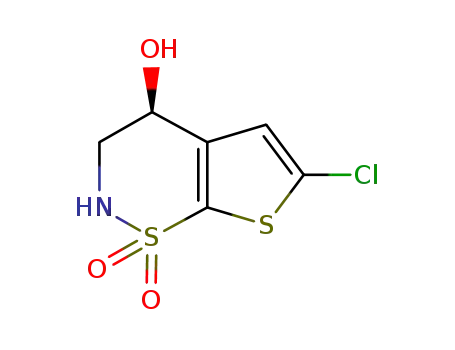 Molecular Structure of 160982-16-1 ((S)-6-CHLORO-1,1-DIOXO-1,2,3,4-TETRAHYDRO-1LAMBDA*6*-THIENO[3,2-E][1,2]THIAZIN-4-OL)