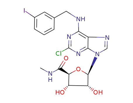 Molecular Structure of 163042-96-4 (1-[2-CHLORO-6-[[(3-IODOPHENYL)METHYL]AMINO]-9H-PURIN-9-YL]-1-DEOXY-N-METHYL-BETA-D-RIBOFURANURONAMIDE)