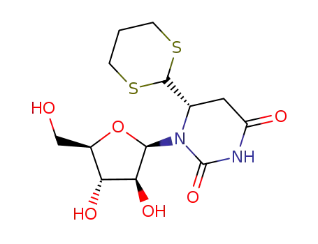 Molecular Structure of 73080-26-9 (5,6-dihydro-6-(S)-(1,3-dithian-2-yl)-1-β-D-arabinofuranosyluracil)