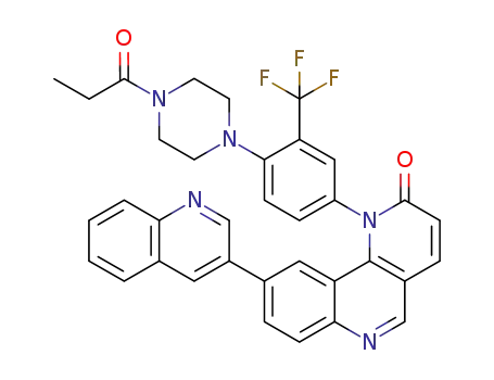 Molecular Structure of 1222998-36-8 (1-[4-[4-(1-Oxopropyl)-1-piperazinyl]-3-(trifluoromethyl)phenyl]-9-(3-quinolinyl)benzo[h]-1,6-naphthyridin-2(1H)-one)