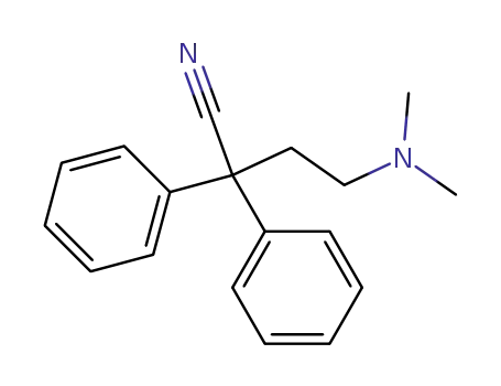 Molecular Structure of 23278-88-8 (4-(dimethylamino)-2,2-diphenylbutanenitrile)
