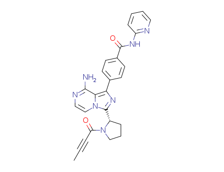1420477-60-6,ACP196,ACP196;acalabrutinib;Benzamide, 4-[8-amino-3-[(2S)-1-(1-oxo-2-butyn-1-yl)-2-pyrrolidinyl]imidazo[1,5-a]pyrazin-1-yl]-N-2-pyridinyl-;(S)-4-(8-amino-3-(1-but-2-ynoylpyrrolidin-2-yl)imidazo[1,5-a]pyrazin-1-yl)-N-(pyridin-2-yl)benzamide;Acalabrutinib (ACP-196);ACP196,Acalabrutinib;4-[8-Amino-3-[(2S)-1-(1-oxo-2-butyn-1-yl)-2-pyrrolidinyl]imidazo[1,5-a]pyrazin-1-yl]-N-2-pyridinylbenzamide