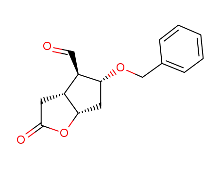 Molecular Structure of 163074-98-4 ([(3aR,4R,5R,6aS)-hexahydro-2-oxo-5-(phenylmethoxy)-2H-cyclopenta[b]furan-4-carboxaldehyde])