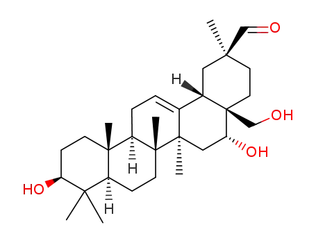 Molecular Structure of 5172-35-0 ((20S)-3β,16α,28-Trihydroxyolean-12-en-29-al)