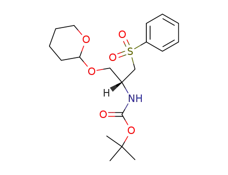 Molecular Structure of 116611-45-1 ((2R)-2-BOC-AMINO-3-PHENYLSULFONYL-1-(2-TETRAHYDROPYRANYLOXY)PROPANE, 98)