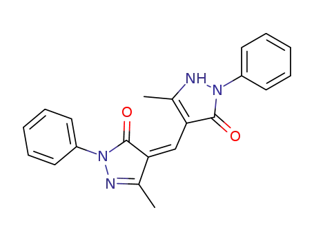 Molecular Structure of 15900-11-5 (4-[(1,5-dihydro-3-methyl-5-oxo-1-phenyl-4H-pyrazol-4-ylidene)methyl]-1,2-dihydro-5-methyl-2-phenyl-3H-pyrazol-3-one)