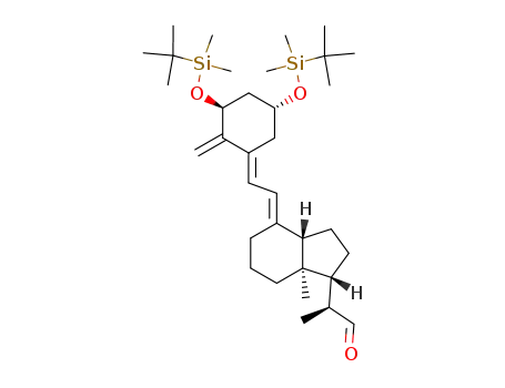 Molecular Structure of 112828-13-4 ((1S,3R,5E,7E)-1,3-Bis-[(tert-butyldiMethylsilyl)oxy]-9,10-secopregna-5,7,10-triene-20-carboxaldehyde)