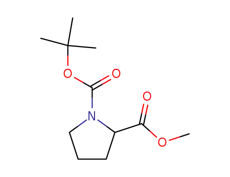 Molecular Structure of 145681-01-2 (PYRROLIDINE-1,2-DICARBOXYLIC ACID 1-TERT-BUTYL ESTER 2-METHYL ESTER)