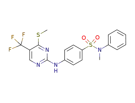 Molecular Structure of 919116-77-1 (N-methyl-4-(4-methylsulphanyl-5-trifluoromethylpyrimidin-2-ylamino)-N-phenylbenzenesulphonamide)