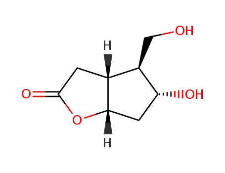Molecular Structure of 54423-47-1 ((3aR,4S,5R,6aS)-hexahydro-5-hydroxy-4-(hydroxymethyl)-2H-cyclopenta[b]furan-2-one)