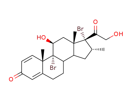 Molecular Structure of 61339-42-2 (9,17-dibromo-11beta,21-dihydroxy-16alpha-methylpregna-1,4-diene-3,20-dione)