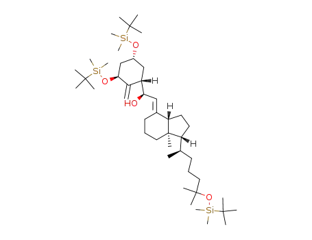 Molecular Structure of 130759-99-8 ((R)-1-[(1S,3S,5R)-3,5-Bis-(tert-butyl-dimethyl-silanyloxy)-2-methylene-cyclohexyl]-2-[(1R,3aS,7aR)-1-[(R)-5-(tert-butyl-dimethyl-silanyloxy)-1,5-dimethyl-hexyl]-7a-methyl-octahydro-inden-(4E)-ylidene]-ethanol)