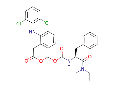 Molecular Structure of 934548-16-0 ([2-(2,6-dichloro-phenylamino)-phenyl]-acetic acid 1-diethylcarbamoyl-2-phenyl-ethylcarbamoyloxymethyl ester)