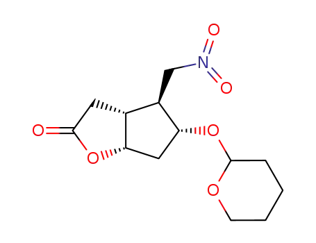Molecular Structure of 53813-10-8 (2H-Cyclopenta[b]furan-2-one,
hexahydro-4-(nitromethyl)-5-[(tetrahydro-2H-pyran-2-yl)oxy]-)
