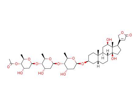 Card-20(22)-enolide,3-[(O-4-O-acetyl-2,6-dideoxy-b-D-ribo-hexopyranosyl-(1®4)-O-2,6-dideoxy-b-D-ribo-hexopyranosyl-(1®4)-2,6-dideoxy-b-D-ribo-hexopyranosyl)oxy]-12,14-dihydroxy-, (3b,5b,12b)-