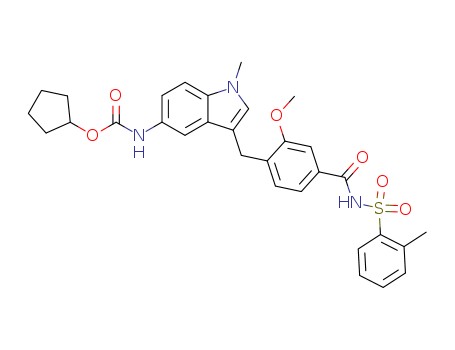 107753-78-6,Zafirlukast,Carbamicacid, [3-[[2-methoxy-4-[[[(2-methylphenyl)sulfonyl]amino]carbonyl]phenyl]methyl]-1-methyl-1H-indol-5-yl]-,cyclopentyl ester (9CI);Accolate;Cyclopentyl3-[2-methoxy-4-[(o-tolylsulfonyl)carbamoyl]benzyl]-1-methylindole-5-carbamate;ICI 204219;Vanticon;Carbamicacid,N-[3-[[2-methoxy-4-[[[(2-methylphenyl)sulfonyl]amino]carbonyl]phenyl]methyl]-1-methyl-1H-indol-5-yl]-,cyclopentyl ester;