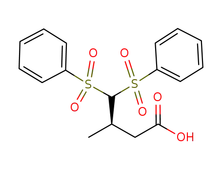 Molecular Structure of 1201829-92-6 ((R)-3-methyl-4,4-bis(phenylsulfonyl)butanoic acid)