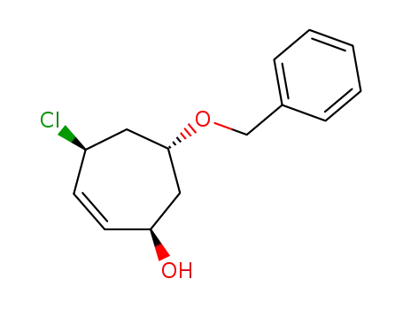 Molecular Structure of 132622-29-8 (1β-hydroxy-4β-chloro-6α-(benzyloxy)-2-cycloheptene)