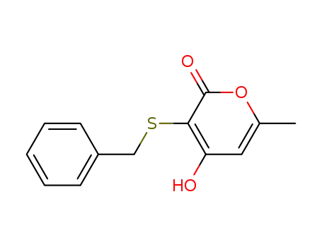Molecular Structure of 53603-23-9 (3-Benzylthio-4-hydroxy-6-methyl-2-pyrone)