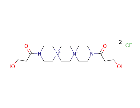 Molecular Structure of 122842-21-1 (3,12-bis(3'-hydroxy-1'-oxopropyl)-3,12-diaza-6,9-diazoniadispiro<5.2.5.2>hexadecane dichloride)