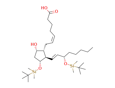 Molecular Structure of 1239683-12-5 ((Z)-7-((1R,2R,3R,5S)-3-[(tert-butyldimethylsilanyl)oxy]-2-{(S,E)-3-[(tert-butyldimethylsilanyl)oxy]oct-1-en-1-yl}-5-hydroxycyclopentyl)hept-5-enoic acid)