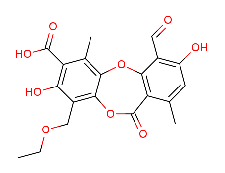 11H-Dibenzo[b,e][1,4]dioxepin-7-carboxylicacid, 9-(ethoxymethyl)-4-formyl-3,8-dihydroxy-1,6-dimethyl-11-oxo-