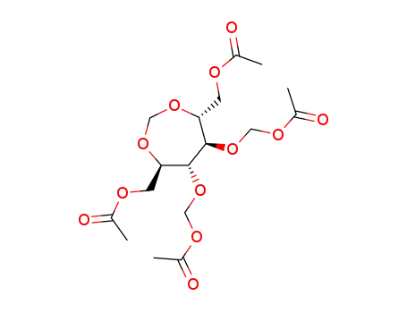 Molecular Structure of 5463-69-4 ([5,6-bis(acetyloxymethoxy)-7-(acetyloxymethyl)-1,3-dioxepan-4-yl]methy l acetate)