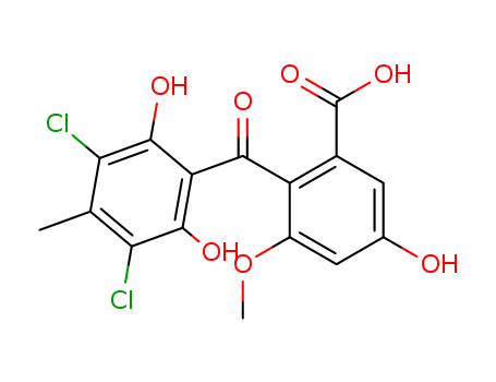 11029-16-6,Benzoic acid,2-(3,5-dichloro-2,6-dihydroxy-4-methylbenzoyl)-5-hydroxy-3-methoxy-,Erdin,dihydro- (7CI,8CI); Dihydroerdin