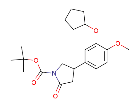 Molecular Structure of 360042-78-0 (1-Pyrrolidinecarboxylic acid,
4-[3-(cyclopentyloxy)-4-methoxyphenyl]-2-oxo-, 1,1-dimethylethyl ester)