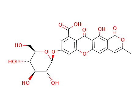 82850-45-1,8-(beta-D-glucopyranosyloxy)-12-hydroxy-3-methyl-1,11-dioxo-1H,11H-pyrano[3,4-b]xanthene-10-carboxylic acid,