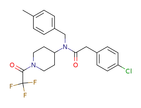 Molecular Structure of 359879-83-7 (2-(4-chlorophenyl)-N-(4-methylbenzyl)-N-(1-trifluoroacetylpiperidin-4-yl)acetamide)