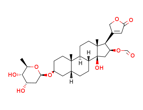 (3beta,5beta,16beta)-3-((2,6-Dideoxy-beta-D-ribo-hexopyranosyl)oxy)-14,16-dihydroxycard-20(22)-enolide 16-formate