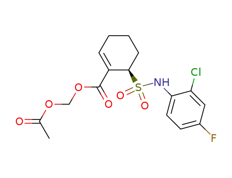 Molecular Structure of 890155-23-4 (acetoxymethyl (6R)-6-[N-(2-chloro-4-fluorophenyl)sulfamoyl]cyclohex-1-ene-1-carboxylate)