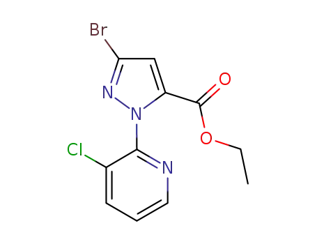 Molecular Structure of 500011-92-7 (1H-Pyrazole-5-carboxylic acid, 3-bromo-1-(3-chloro-2-pyridinyl)-, ethyl
ester)