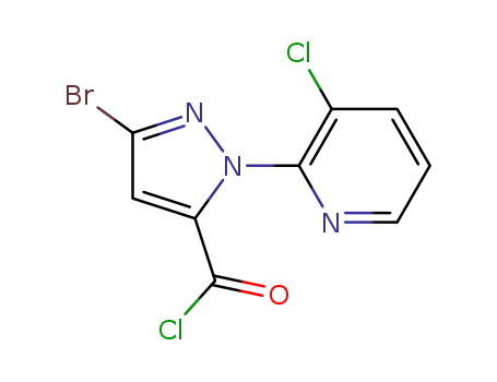 Molecular Structure of 943982-60-3 (3-bromo-1-(3-chloropyridin-2-yl)-1H-pyrazole-5-carbonyl chloride)
