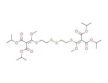 Molecular Structure of 147848-85-9 (3-{2-[2-(2,2-Bis-isopropoxycarbonyl-1-methoxy-vinylsulfanyl)-ethyldisulfanyl]-ethylsulfanyl}-2-isopropoxycarbonyl-3-methoxy-acrylic acid isopropyl ester)