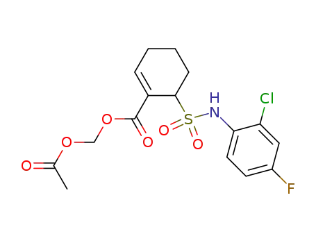 Molecular Structure of 340722-42-1 (acetoxymethyl (6RS)-6-[N-(2-chloro-4-fluorophenyl)sulfamoyl]cyclohex-1-ene-1-carboxylate)