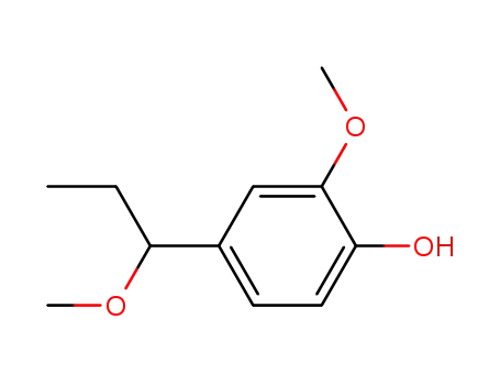 Molecular Structure of 4974-98-5 (Phenol, 2-methoxy-4-(1-methoxypropyl)-)