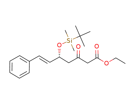 Molecular Structure of 917251-14-0 (5-(<i>tert</i>-butyl-dimethyl-silanyloxy)-3-oxo-7-phenyl-hept-6-enoic acid ethyl ester)