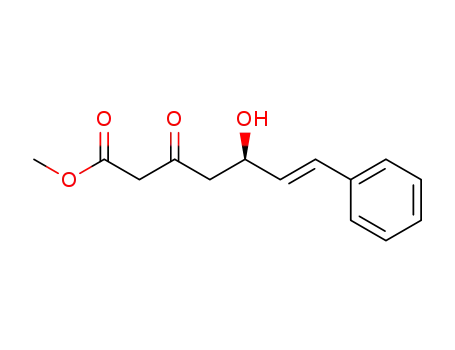 Molecular Structure of 356793-34-5 ((E)-(R)-5-Hydroxy-3-oxo-7-phenyl-hept-6-enoic acid methyl ester)