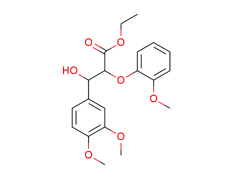 Molecular Structure of 94687-10-2 (Ethyl 3-(3,4-dimethoxyphenyl)-3-hydroxy-2-(2-methoxyphenoxy)propanoate)