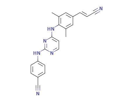 500287-72-9,4-[[4-[[4-[(E)-2-cyanoethenyl]-2,6-dimethyl-phenyl]amino]pyrimidin-2-yl]amino]benzonitrile,R 278474;TMC 278;