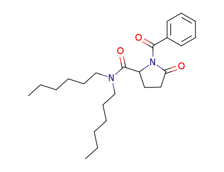 Molecular Structure of 85248-84-6 ((S)-1-benzoyl-N,N-dihexyl-5-oxopyrrolidine-2-carboxamide)