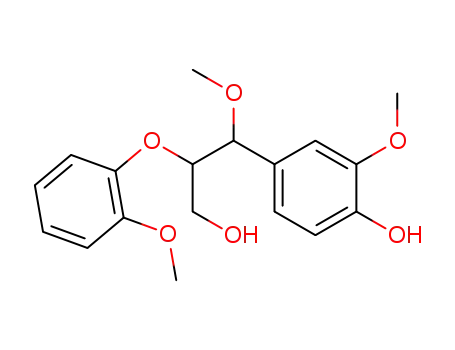 Molecular Structure of 95316-34-0 (3-Hydroxy-1-methoxy-2-(2-methoxy-phenoxy)-1-(4-hydroxy-3-methoxy-phenyl)-propan)
