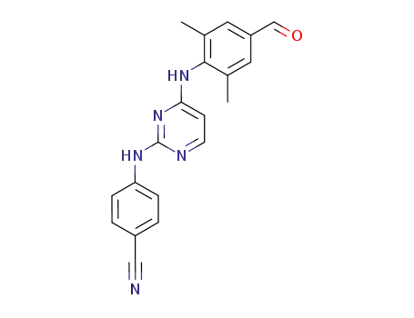 Molecular Structure of 500293-29-8 (4-({4-[(4-formyl-2,6-dimethylphenyl)amino]pyrimidin-2-yl}amino)benzonitrile)