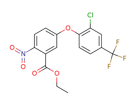 Molecular Structure of 77207-01-3 (ethyl 5-[2-chloro-4-(trifluoromethyl)phenoxy]-2-nitrobenzoate)