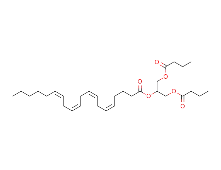 Molecular Structure of 1274596-36-9 (2-((5Z,8Z,11Z,14Z)-icosa-5,8,11,14-tetraenoyloxy)propane-1,3-diyl dibutyrate)