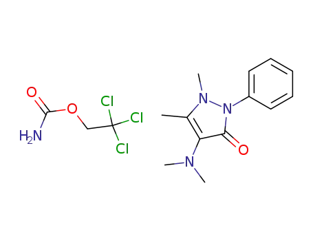Molecular Structure of 81207-65-0 (4-(Dimethylamino)-1,2-dihydro-1,5-dimethyl-2-phenyl-3H-pyrazol-3-one, compound with 2,2,2-trichloroethyl carbamate (1:1))