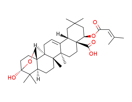 3β,25-Epoxy-3-hydroxy-22β-[(3-methyl-1-oxo-2-butenyl)oxy]oleana-12-ene-28-oic acid(60657-41-2)